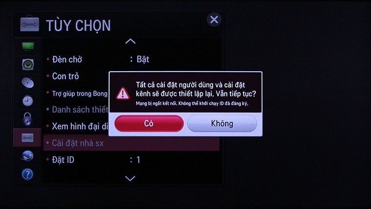 cách khôi phục cài đặt gốc tivi thông minh lg bằng phím cơ