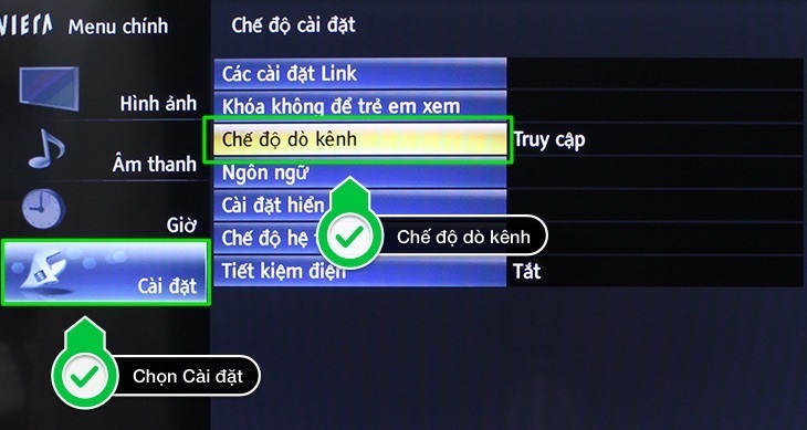 cách dò kênh trên tivi panasonic thường