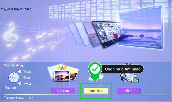 cách nghe nhạc, xem ảnh, xem phim bằng usb trên tivi panasonic thường