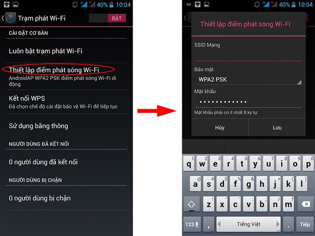 hướng dẫn bật tính năng wifi hotspot