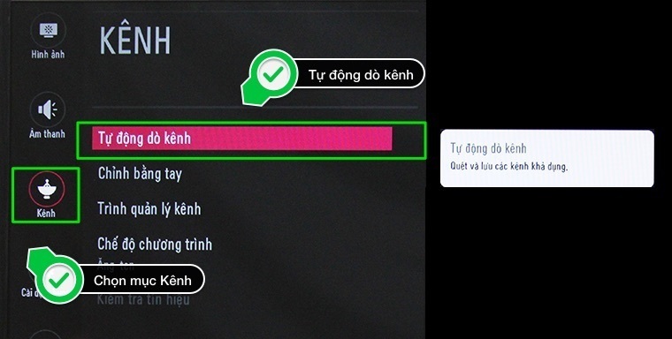 cách dò kênh trên tivi lg thường 2016