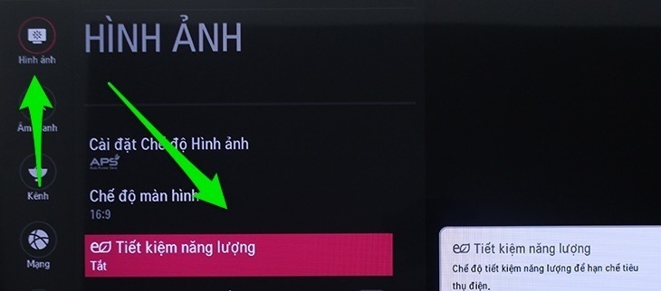 cách bật chế độ tiết kiệm điện trên internet tivi lg 2016