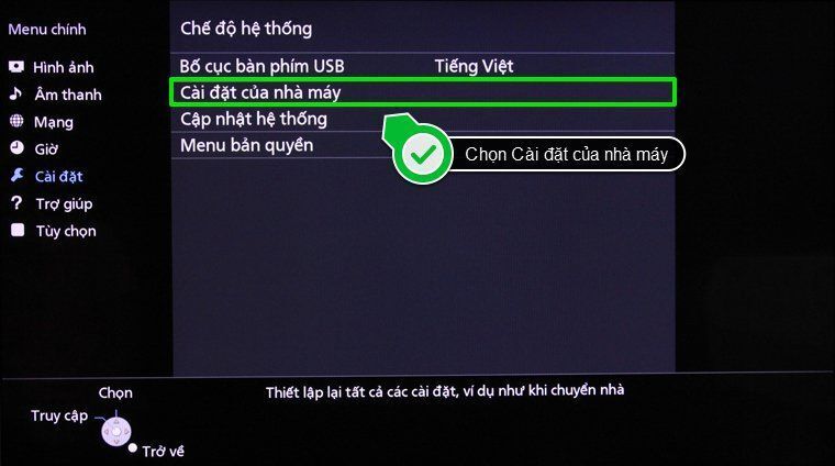 cách khôi phục cài đặt gốc cho smart tivi panasonic