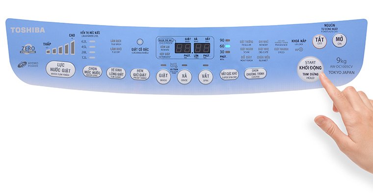 cách sử dụng bảng điều khiển máy giặt toshiba aw-dc1005cv 9kg