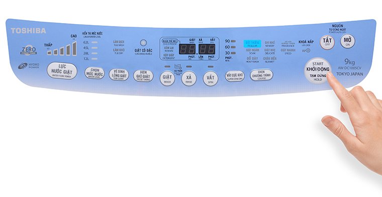 cách sử dụng bảng điều khiển máy giặt toshiba aw-dc1005cv 9kg