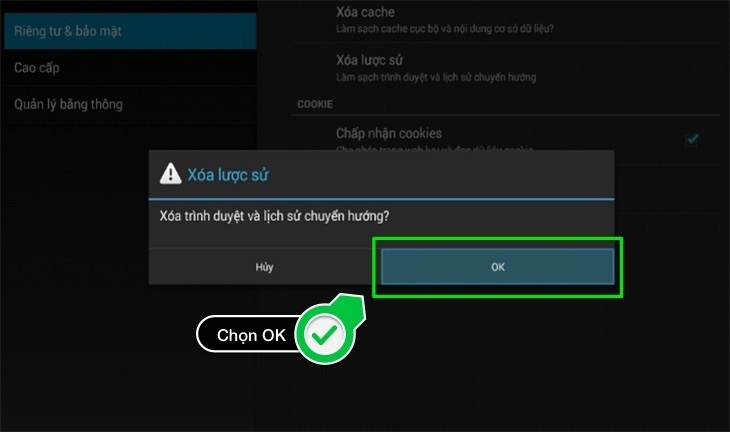 cách xoá lịch sử duyệt web trên smart tivi tcl 2016