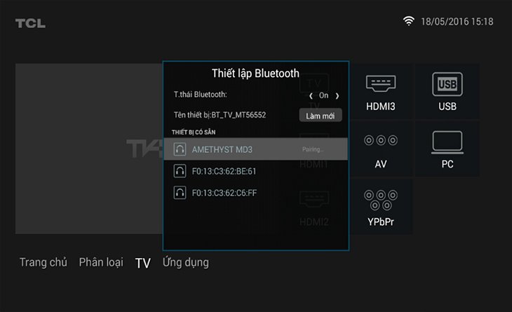cách kết nối smart tivi tcl 2016 với loa bluetooth