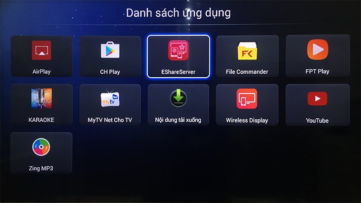 cách điều khiển tivi asanzo bằng điện thoại qua ứng dụng eshare