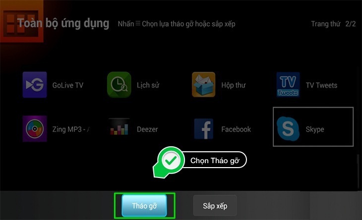 cách xoá ứng dụng cho smart tivi tcl 2016
