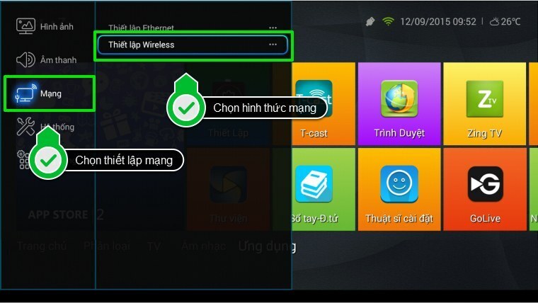 cách kết nối mạng trên smart tivi zing tcl z1