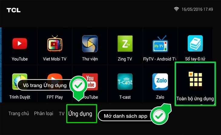 cách xoá ứng dụng cho smart tivi tcl 2016