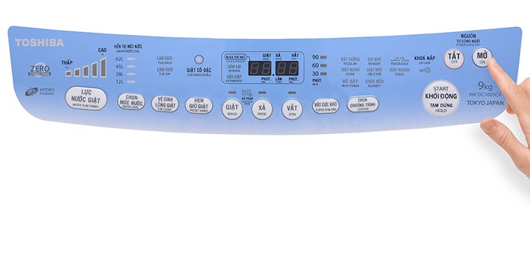cách sử dụng bảng điều khiển máy giặt toshiba aw-dc1005cv 9kg