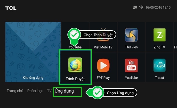 cách xoá lịch sử duyệt web trên smart tivi tcl 2016