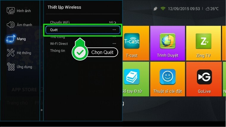 cách kết nối mạng trên smart tivi zing tcl z1