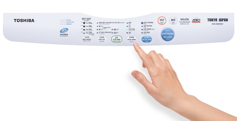 cách sử dụng bảng điều khiển máy giặt toshiba aw-a800sv