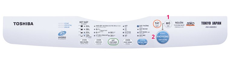 cách sử dụng bảng điều khiển máy giặt toshiba aw-a800sv