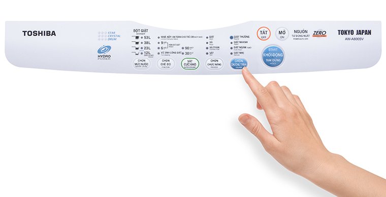 cách sử dụng bảng điều khiển máy giặt toshiba aw-a800sv