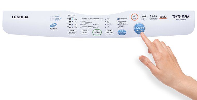cách sử dụng bảng điều khiển máy giặt toshiba aw-a800sv