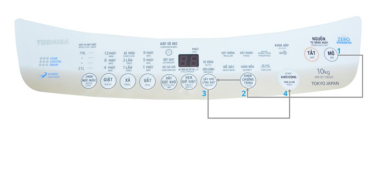 cách sử dụng bảng điều khiển máy giặt toshiba aw-b1000gv và aw-b1100gv