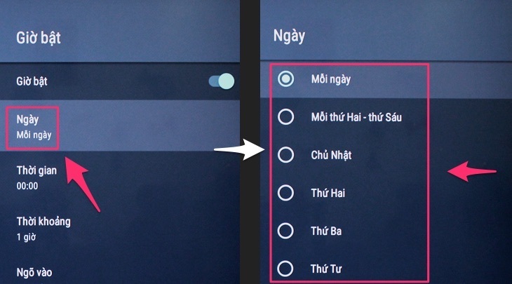 cách hẹn giờ tắt, bật cho android tivi sony 2018