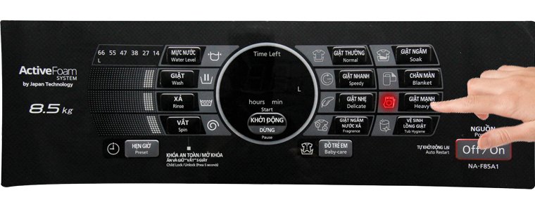 cách sử dụng bảng điều khiển máy giặt panasonic na-f85a/f90a1wrv