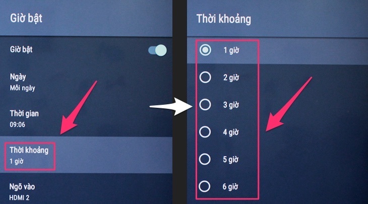 cách hẹn giờ tắt, bật cho android tivi sony 2018