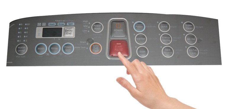 cách sử dụng bảng điều khiển máy giặt samsung wa12j5750sp-sv 12 kg