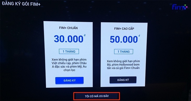 cách kích hoạt gói fim+ miễn phí trên smart tivi sony