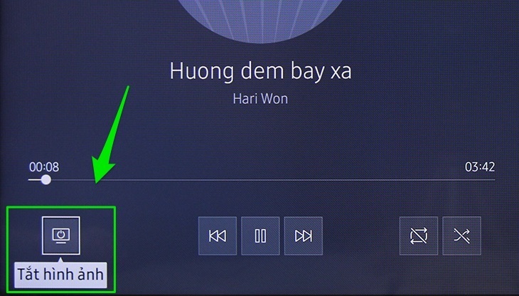 làm sao để tắt màn hình tivi khi đang nghe nhạc?