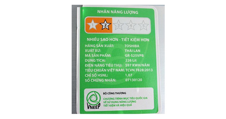 nhãn năng lượng trên tủ lạnh