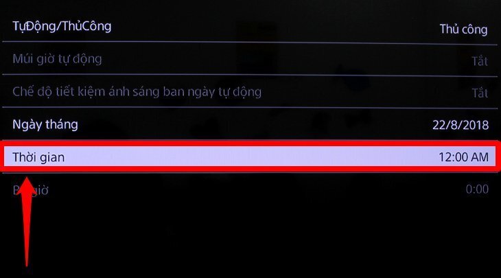 cách cài đặt thời gian trên tivi sony 2018