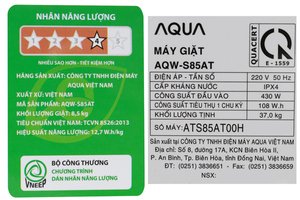 Máy giặt Aqua 8.5 kg AQW-S85AT H