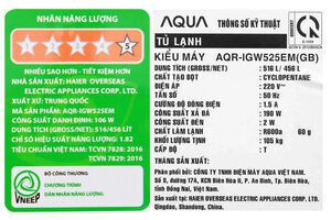 Tủ lạnh Aqua Inverter 456 lít AQR-IGW525EM GB- có lấy nước ngoài