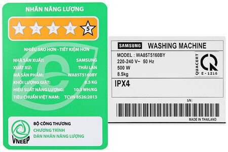 Máy giặt Samsung Inverter 8.5 kg WA85T5160BY/SV