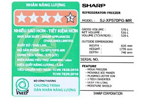 Tủ lạnh Sharp Inverter 520 lít SJ-XP570PG-MR Mẫu mới 2021