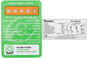 Tủ đông Sanaky 100 lít VH-1599HYK kính cường lực