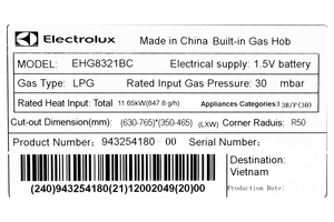 Bếp ga âm Electrolux EHG8321BC