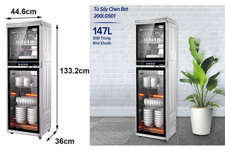 Tủ sấy chén bát diệt khuẩn Midea ZLP 200LG501 - Hàng chính hãng