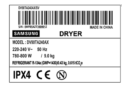 Máy sấy bơm nhiệt Samsung 9kg DV90TA240AE/SV