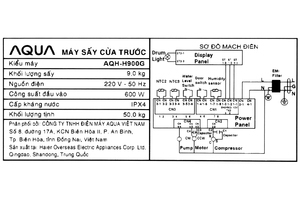 Máy sấy bơm nhiệt Aqua 9 kg AQH-H900G.PS