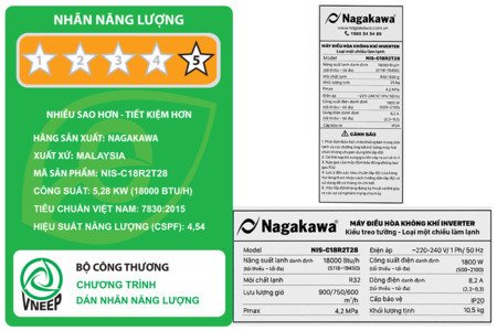 Máy lạnh Nagakawa Inverter 2HP NIS-C18R2T28