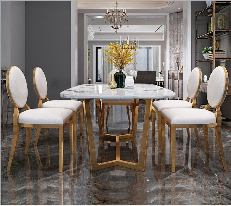 bàn ăn hiện đại sang trọng mặt đá cẩm thạch