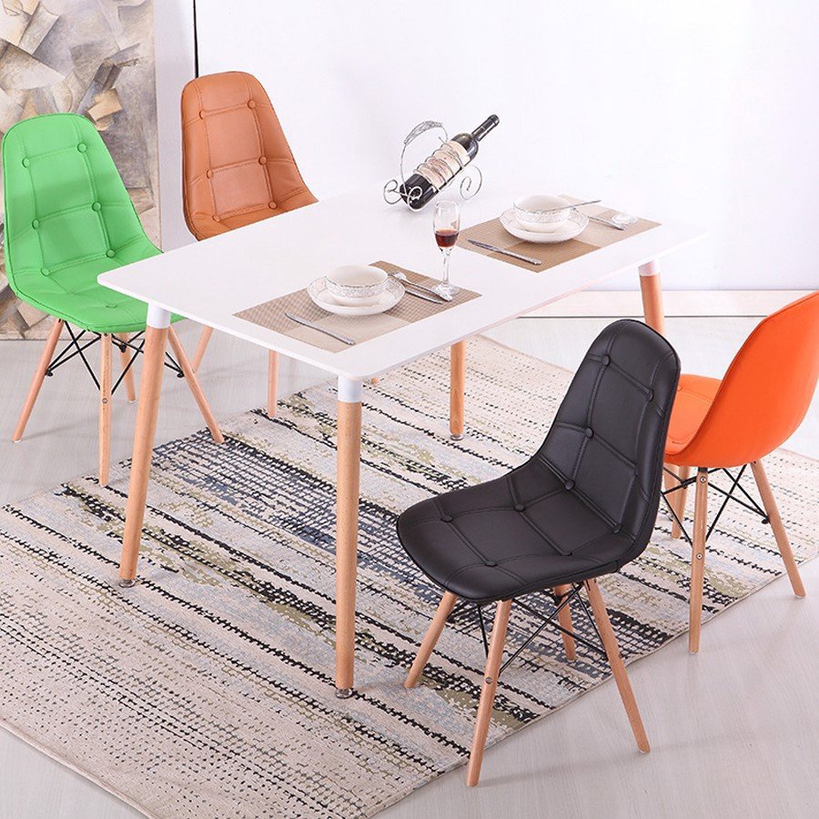 ghế eames đệm bọc da cúc chân mạ ag-24