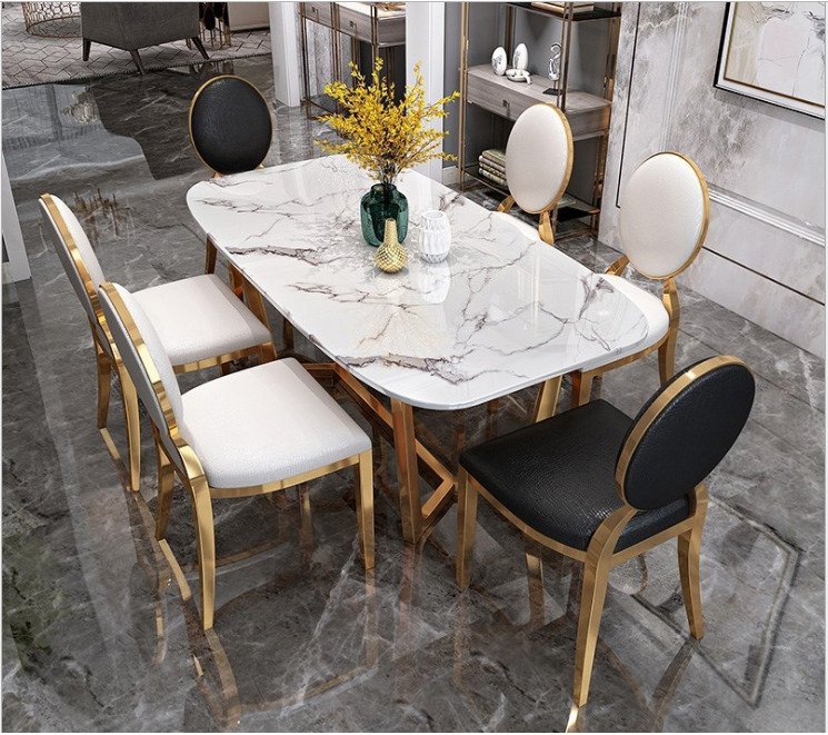 bàn ăn hiện đại sang trọng mặt đá cẩm thạch
