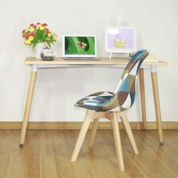 ghế eames đệm bọc vải hoa văn chân gỗ ag-08