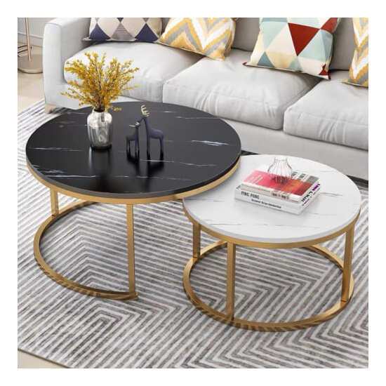 Bàn sofa đôi inox cao cấp trắng đen AG43