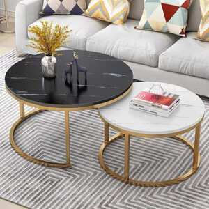 Bàn sofa đôi inox cao cấp trắng đen AG43