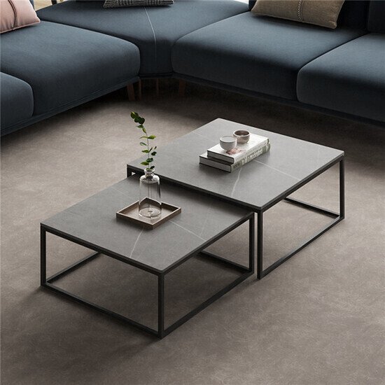 Bàn trà đôi hình vuông mặt đá ceramic AG18