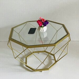 Bàn trà kim cương mặt kính trong AG13