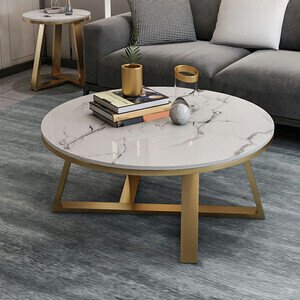Bàn trà sofa tròn mặt đá AG27